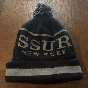 SSUR New York Black and Gray Knit Beanie